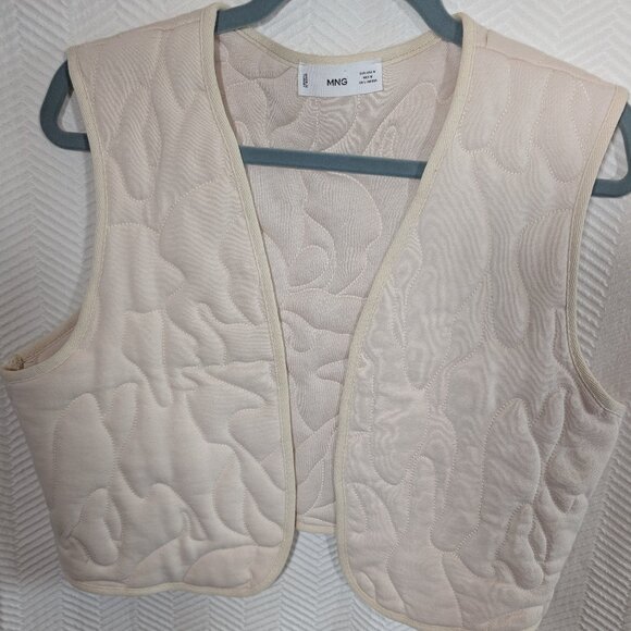 Mango Cream Quilted Vest Cropped Soft Lounge Layer Size Medium Cotton - Picture 4 of 8